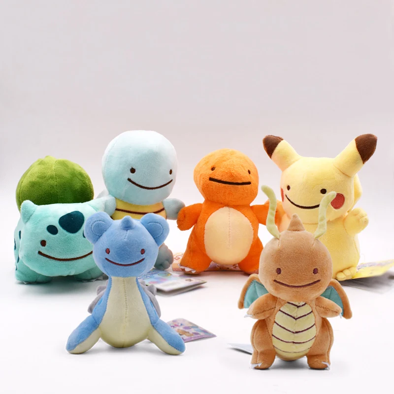 6 стилей/набор горячих игрушек Peluche DITTO Lapras& Dragonite& Pikachu& Squirtle& Bulbasaur& Charmander 12-16 см плюшевая кукла