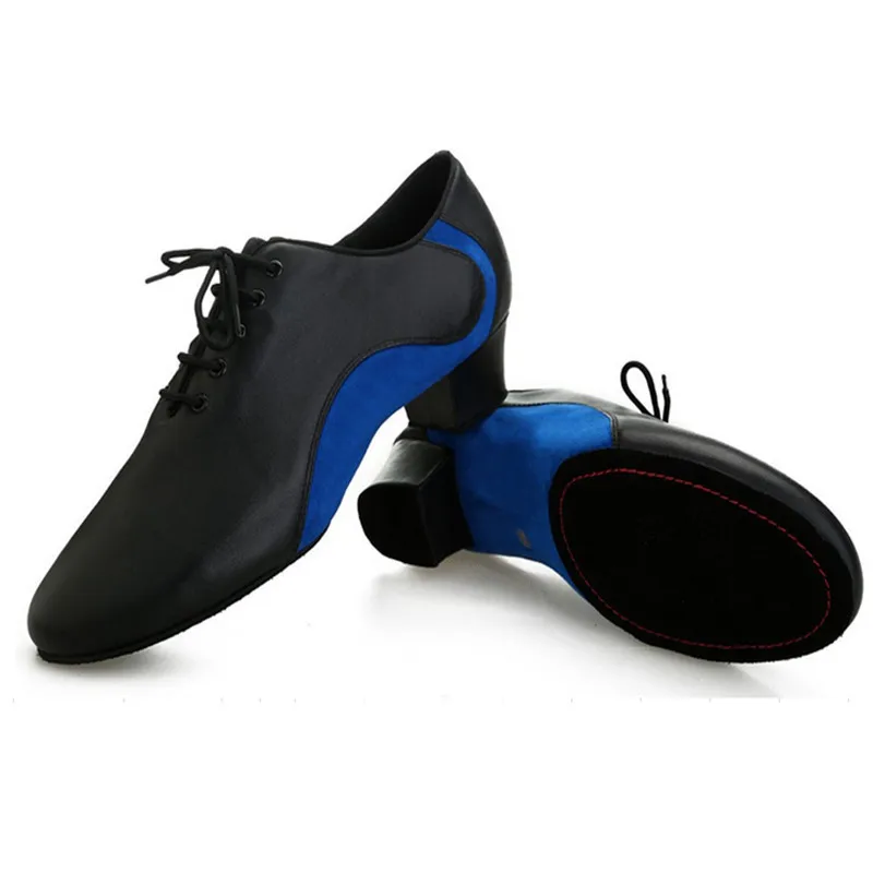 

Professional Blue Red Synthetic Leather Men Tango Salsa Ballroom Latin Dance Shoes with Suede Sole 2.5 4.5cm Heels