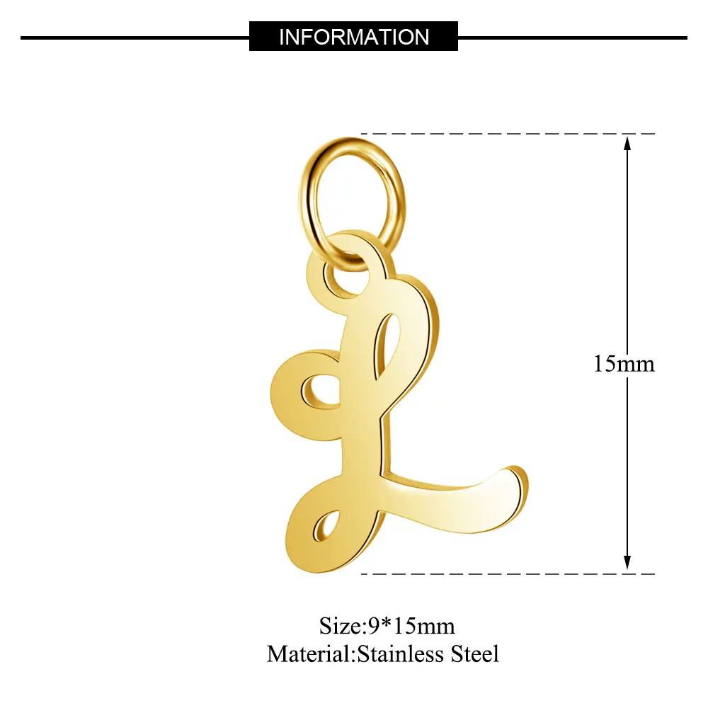 316L украшения с буквами алфавита из нержавеющей стали золотого цвета DIY инициалы из A-Z подвеска с алфавитом с ДЖАМП-кольцо аксессуары