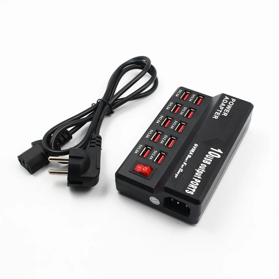 

dhl or fedex 20pcs Multifunctional High Speed 10-Port USB HUB AC to DC Power Socket USB hubs Charging Station