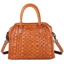 Винтажная дизайнерская женская вязаная сумка ручной работы из натуральной мягкой коровьей кожи на молнии, женская сумка через плечо