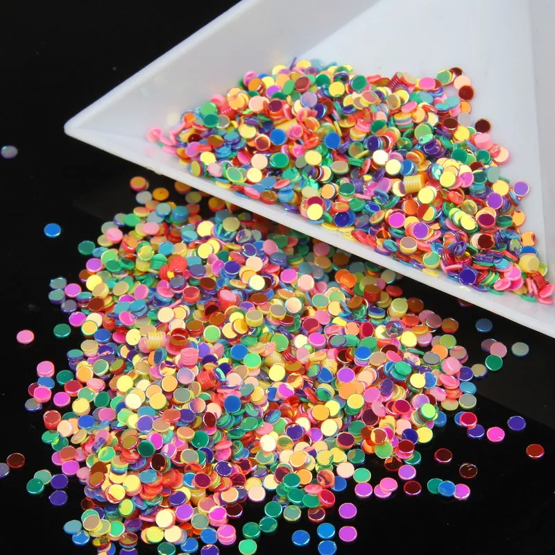 

10g/piece Colorful UV Acylic Round Nail Glitter Powder Sequins 3D DIY Nail Art Tip Decorations Nail Stud Jewelry Accessories WY7