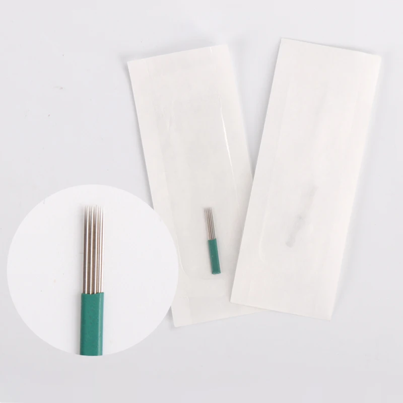 50pcs Microblading Tattoo Shading Blade Double Row 9Pins Round Fog Needles For Semi Permanent Makeup 3d Manual Pen Tools | Красота и