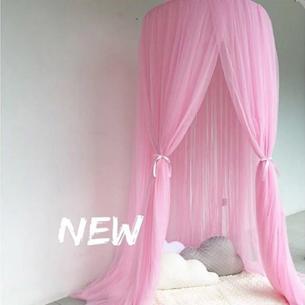 

Baby Crib Netting Kids Princess Round Dome Bed Canopy Mosquito Netting Lace Curtain Cover Home Bedroom Decor Boy girls sleeping