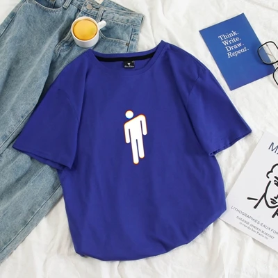 Billie Eilish индивидуальные печатные футболки для женщин DIY фото логотип топы Футболка Homme Повседневная Harajuku унисекс уличная мужская одежда - Цвет: dark blue