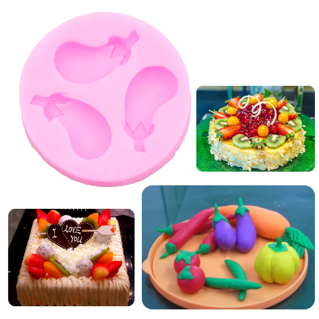 

Kitchen Pastry Tools 1PC Vegetable Eggplant Shape Silicone Cake Mold Bread Chocolate Soap Mold Cake Stencils Baking Pan