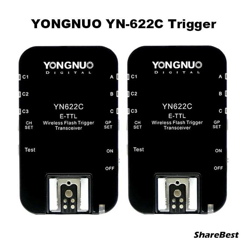 Светодиодная лампа для видеосъемки Yongnuo YN 622C, YN-622C Беспроводной ETTL HSS 1/8000 S вспышка триггера 2 трансиверы для Canon 1100D 1000D 650D 600D 550D 7D 5DII 50D