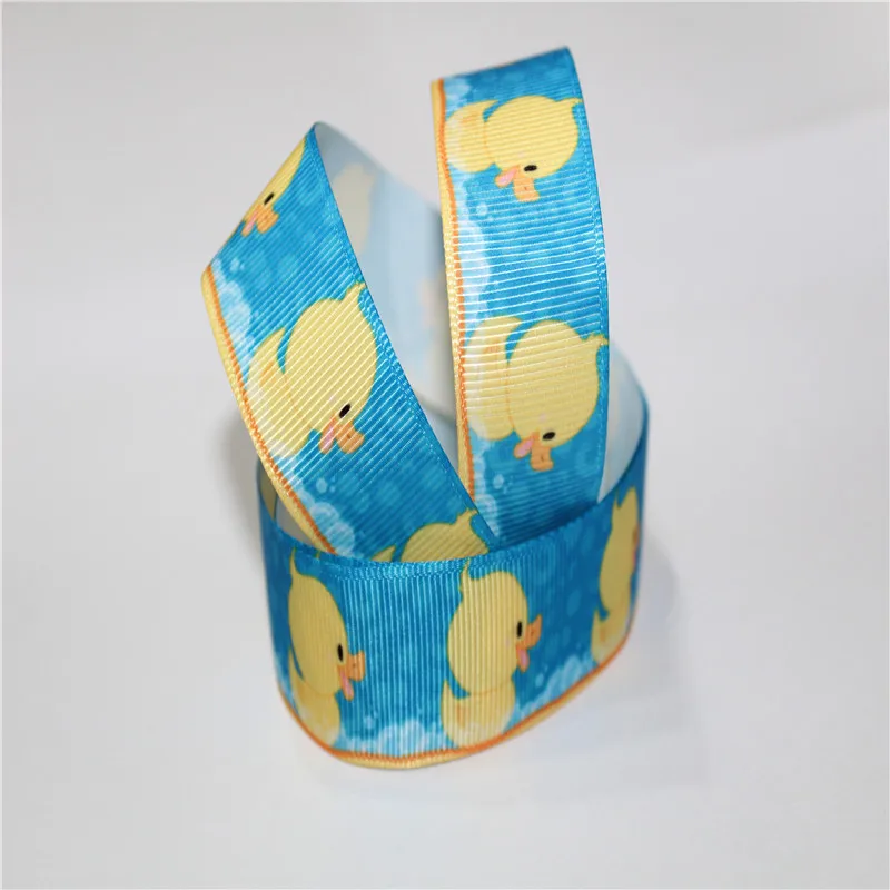 

9 16 22 25 38 50 75 mm Width 100% Polyester children duck Printed Grosgrain Ribbon or Satin Ribbon 50yards , T458