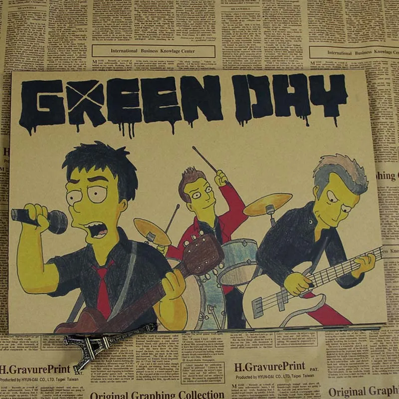 Уютный момент Винтажный Зеленый день группа Ретро плакат, крафт-бумага панк-рок плакат музыкальной звезды кафе бар декоративный настенный плакат QT231