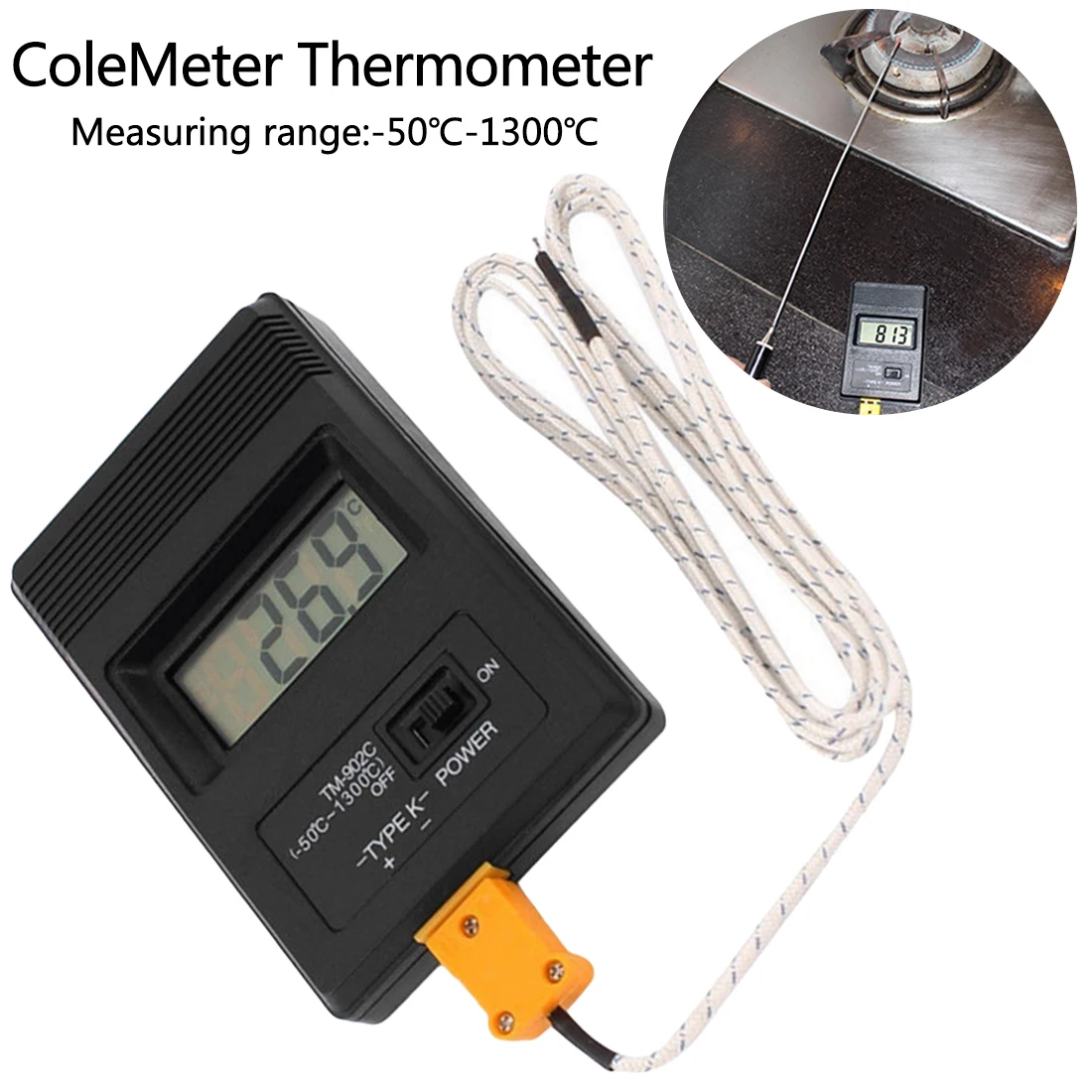

Infrared thermometer TM-902C Digital LCD K Type Thermometer with Thermocouple Probe High temperature detection