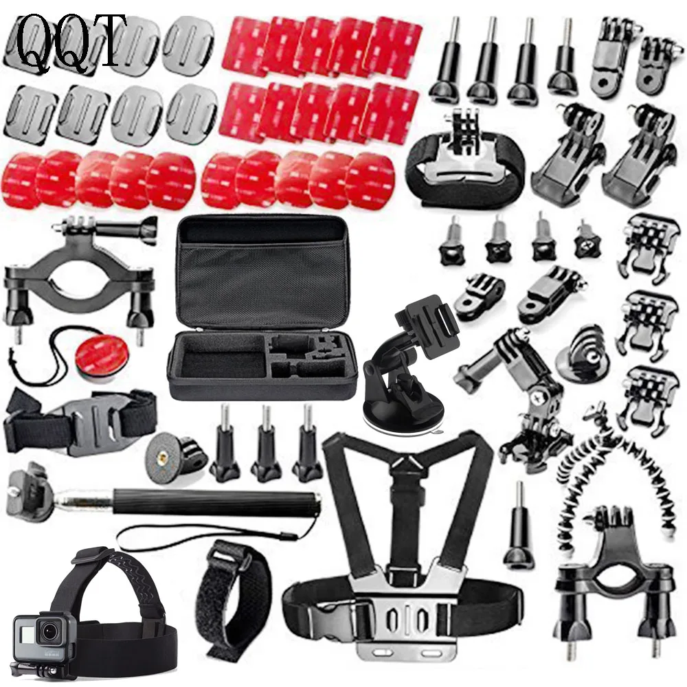 

QQT for Gopro Accessories set for go pro hero 7 6 5 4 3 kit mount for SJCAM for 4k tripod sport Camera Accessories
