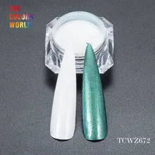 TCWZ672 волшебный пигмент белого цвета к зеленым цветам переключающий порошок для ногтей искусство, гель лак для ногтей или другие DIY украшения