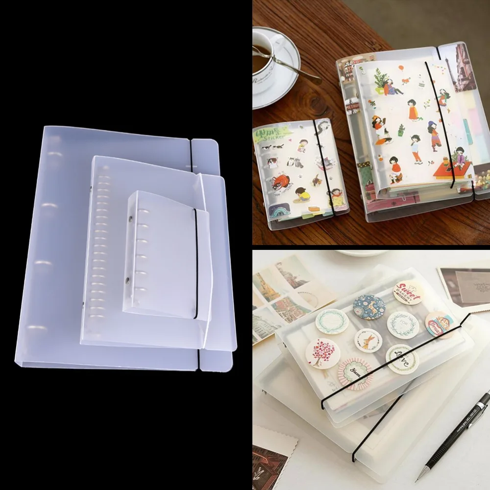 

A4/A5/A7 Classic Transparent Simple Plastic Clip File Folder Notebook Loose Leaf Ring Binder School Stationery