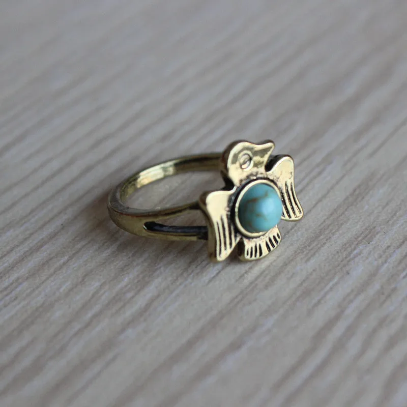 Модное милое кольцо в виде орла с голубым камнем, Детские кольца в виде орла