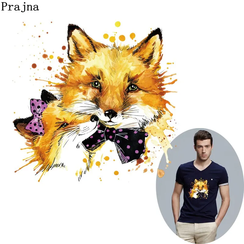 

Prajna Bow Fox Iron On Patch Mother&Baby Stickers Heat Transfers Badges Applique Iron On Clothes DIY Wholesale Patch Hot Vinyl