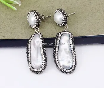 

3Pairs Fashion Pearl Earrings,with Crystal Rhinestone Paved,Charm Gem stone Drop Earrings