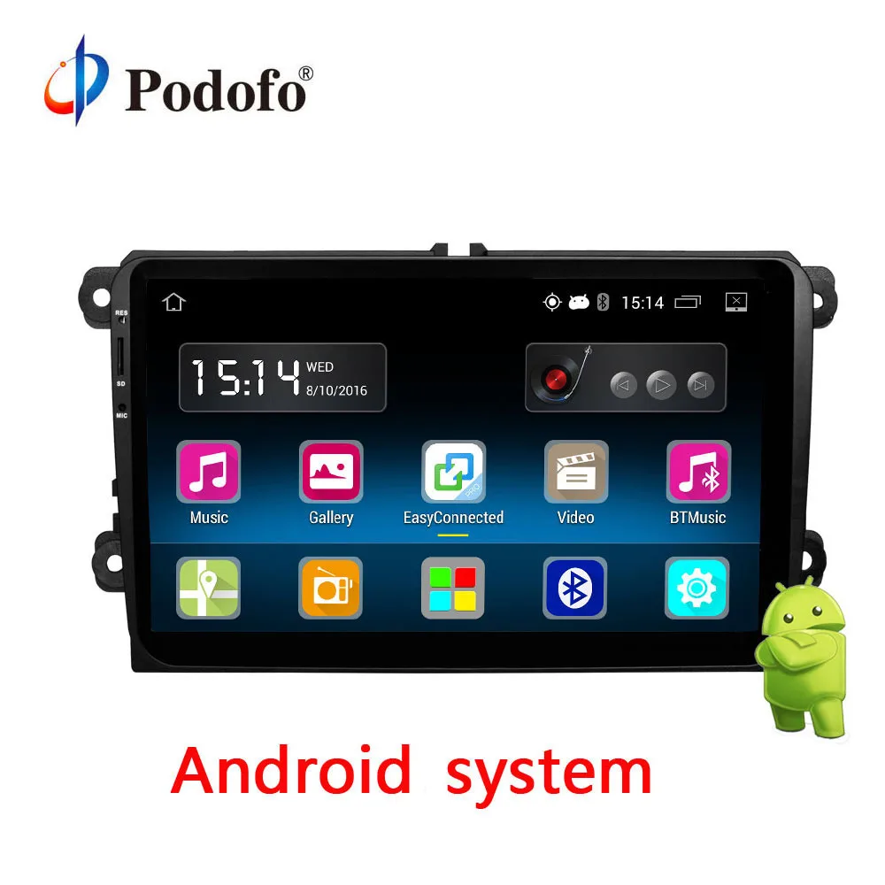 

Podofo Car Radio Player 2 Din Android GPS Navigation Car Multimedia player Auto radio Touch Screen Car Player Bluetooth For Golf
