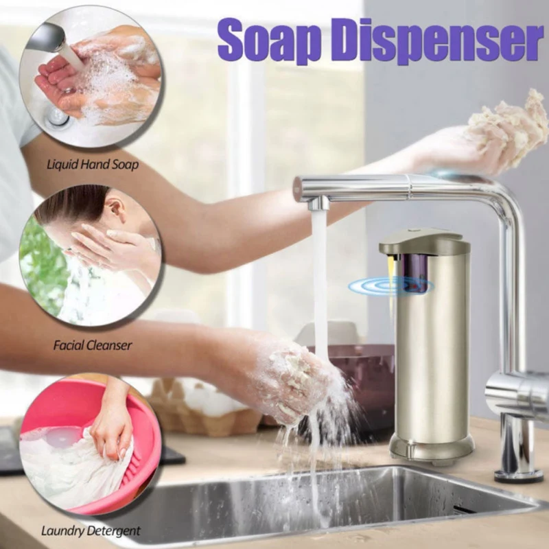 Dispensador de Sabão do Sensor Dispensador de Sabão Líquido de Aço Suprimentos de Limpeza do Carro Automático Inoxidável 2020 280 ml 3 High Quality Automóveis e motos