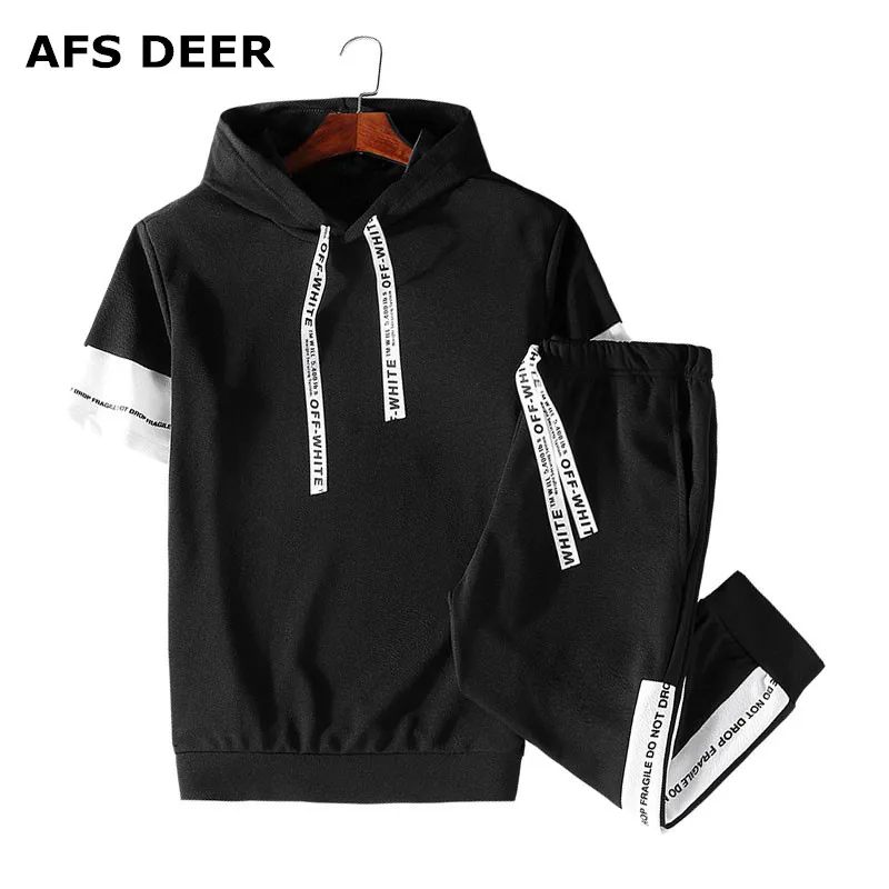 

Men's Tracksuit Summer Men Set Short Sleeve T Shirts Hip Hop Highstreet Tops+ Shorts Suit Sportswear Set Men's Clothing Set Male