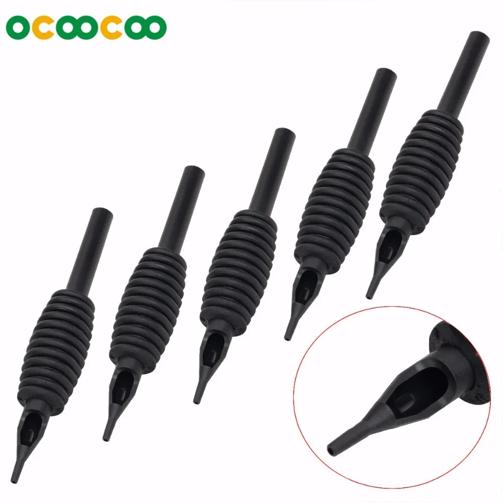 5 шт) 7RT одноразовые Нескользящие трубка рукоятки машинки для татуировок-черный(5 шт