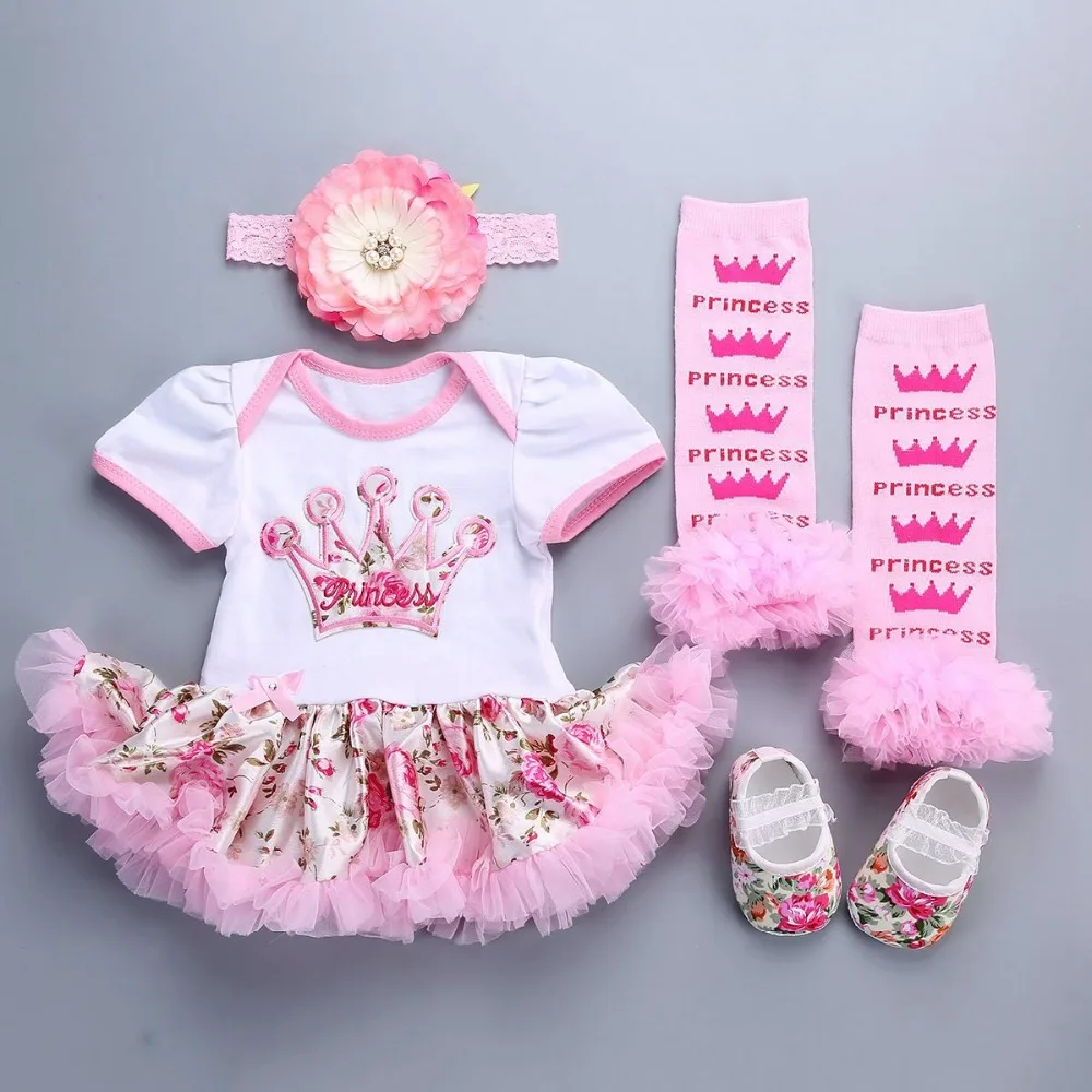 

Baby Girl Dresses Summer Lace Wedding Dress headband shoes set 2016 cute floral children Clothes short Sleeve vestido infantil