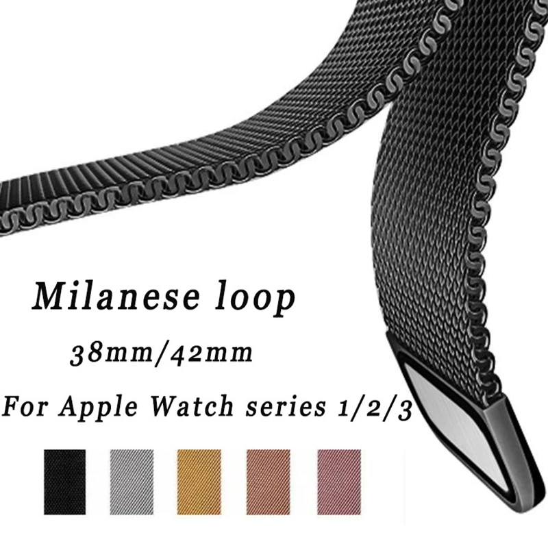 

Fashion Milanese Watchbands for Apple Watch 38mm/42mm Series 1/2/3/4 Metal Stainless Steel Links Bands Wristwatch Bracelet Strap