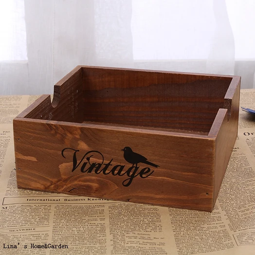 Small Rectangle Vintage Brown Wooden Crate-in Storage