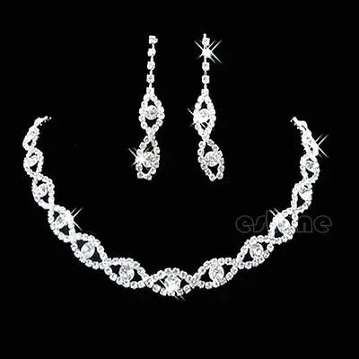 

Fashion New Necklace Earring Set For Bridal Wedding Party Jewelry Crystal Rhinestone Twisted 30713