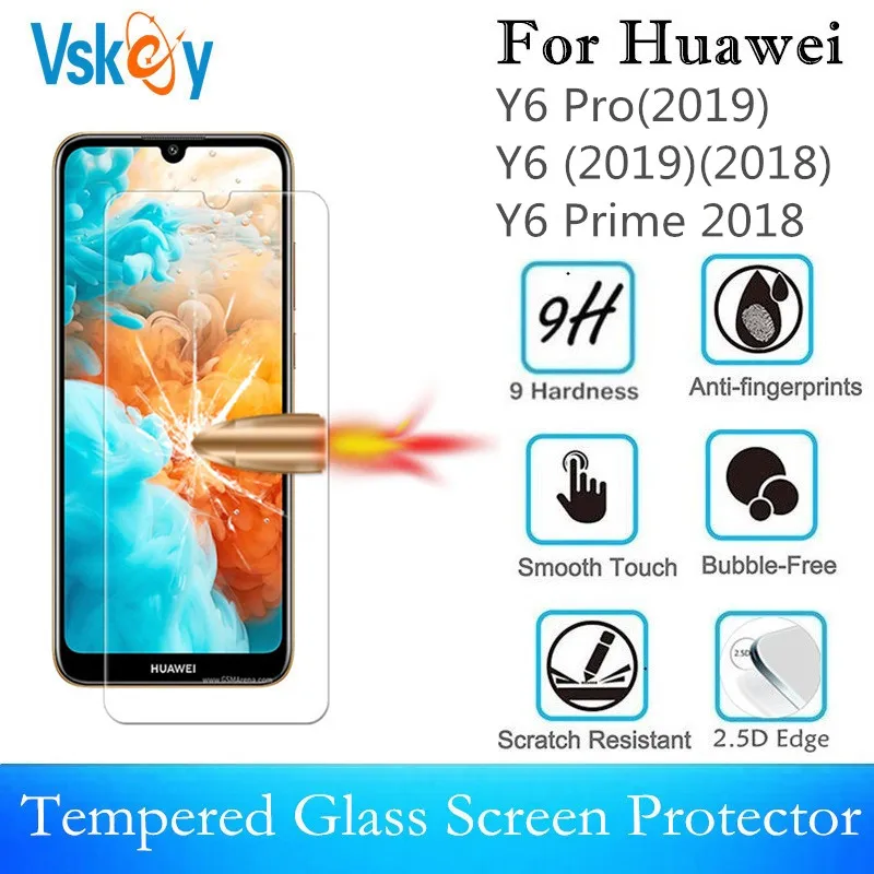 

VSKEY 10PCS 2.5D Tempered Glass For Huawei Y6 Pro 2019 Screen Protector Y6 Prime 2018 Anti-Scratch Protective Film