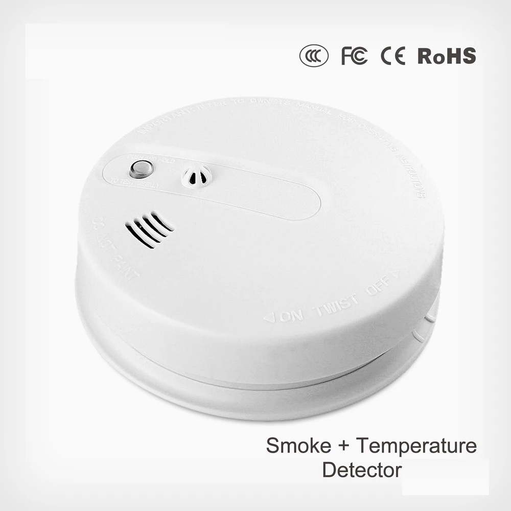 5pcs Wireless Heat and Smoke Sensor Temperature Detector Battery