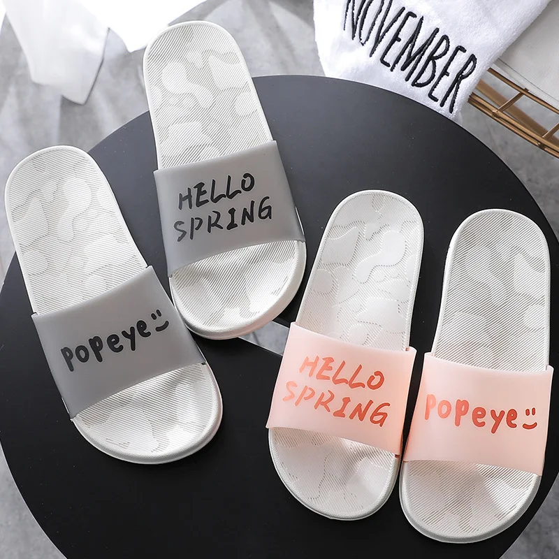 

Women Indoor Slippers 2019 New Fashion Home Flat Shoes Unisex Bathroom Slipper Non-slip Sole Lovers Casual Slides SH021610W