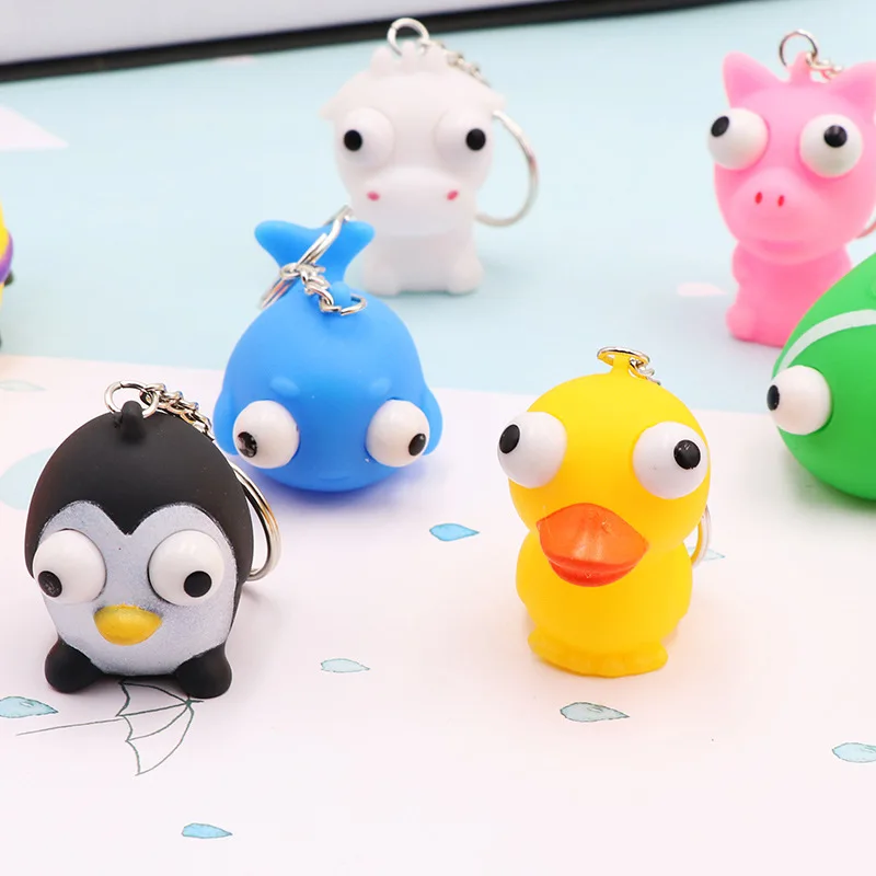 

CHENG WANG Squishy Toys Venting Squeeze Toy Squeeze Pop-Up Eyes With Keychain Funny Decompression Squishy Toy