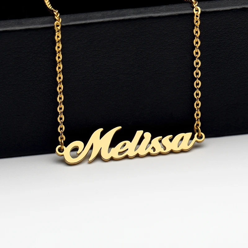 

Personalized Custom Gold Color Stainless Steel Name Necklace Pendant Nameplate Necklace For Best Friends Collar Mujer
