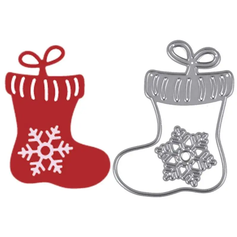 

2pcs Snowflake Christmas Boot Cutting Dies Embossing Tools Cards Album Scrapbooking Dies Metal Cutting Dies Stencil