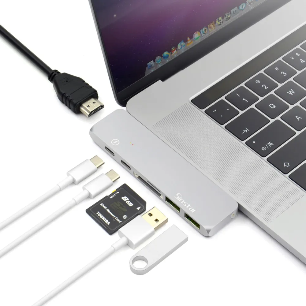 Ype C концентратор для USB 3 0 Thunderbolt HDMI 5 мм аудио RJ45 гигабитный Ethernet адаптер SD/TF