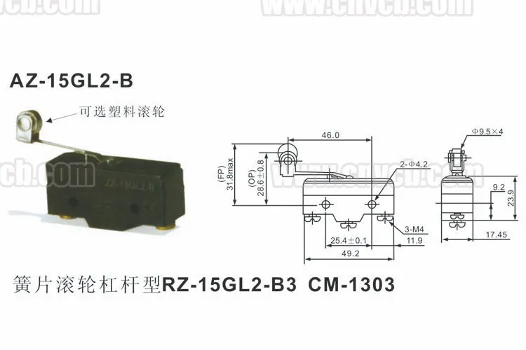 AZ-15GL2-B reed roller lever screw terminal high quality miniature 5e4 16a micro switch micro switch roller