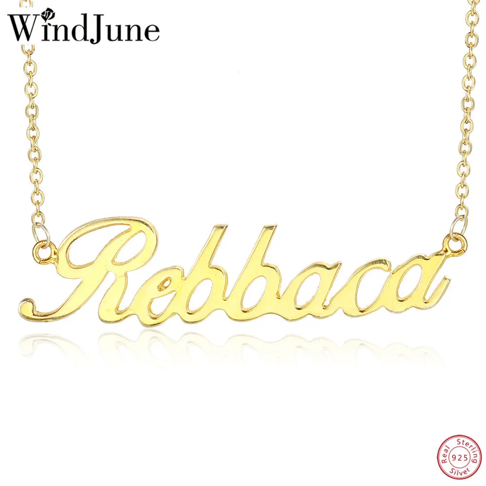

WindJune Custom Personalized Name Necklace Choker Women Necklace 925 Silver Necklace & Pendant Jewelry Mom Gift Wholesale