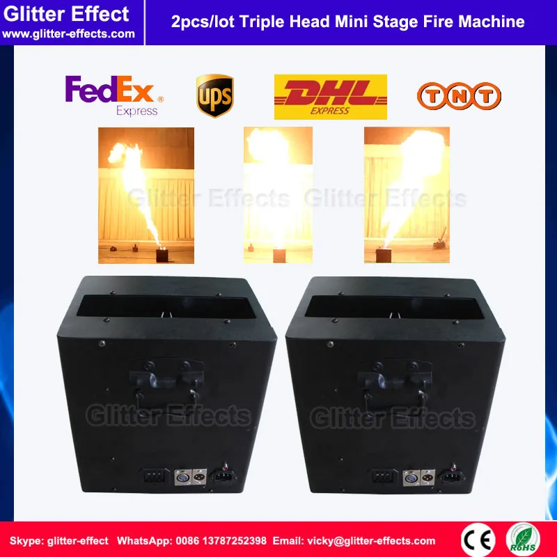 2pcs/lot DMX 512 Mini Triple flame projector Stage performance show Special Effect 3 spray head sculpt small fire machine