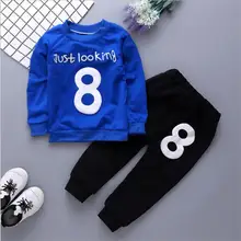 BibiCola/комплект одежды для малышей, Модный хлопковый костюм спортивный костюм для маленьких мальчиков из двух предметов с цифровым принтом Одежда для мальчиков спортивный костюм