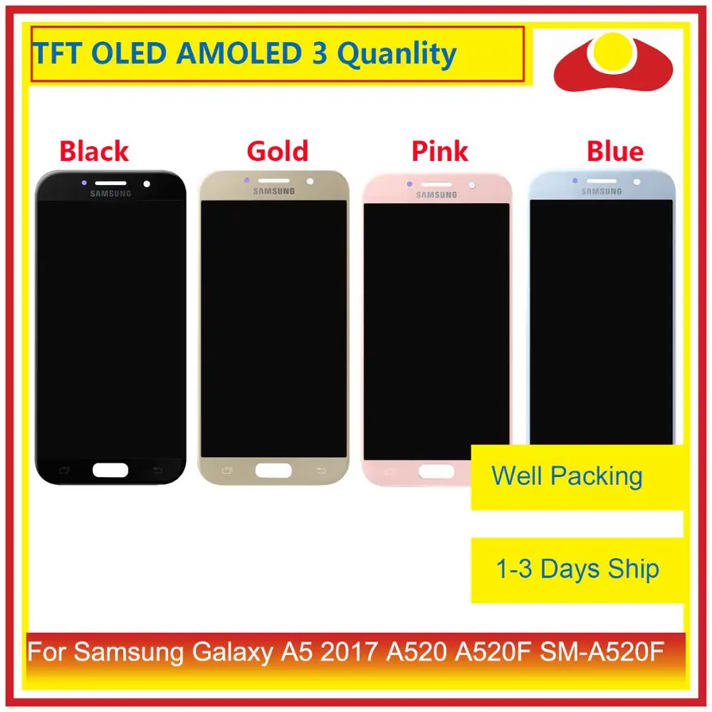

10Pcs/lot Original For Samsung Galaxy A5 2017 A520 A520F LCD Display With Touch Screen Digitizer Panel Monitor Assembly Complete