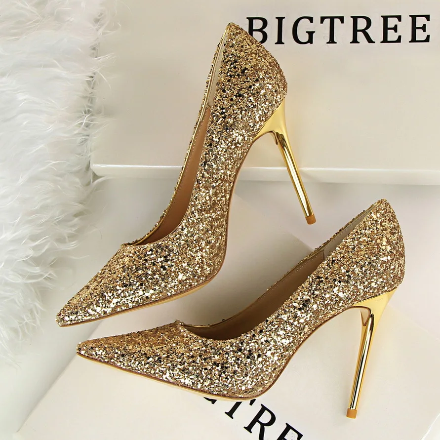 Party Shoes Gold Sequins Super High 
