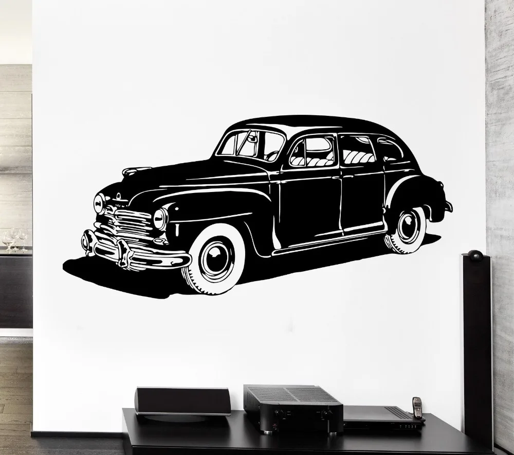 

Cool Wheel Vehicle Leather Reto Carc Wall Sticker Vinyl Classic Home Living Room Decor Wall Mural Art Design Car Wallpaper Y-811