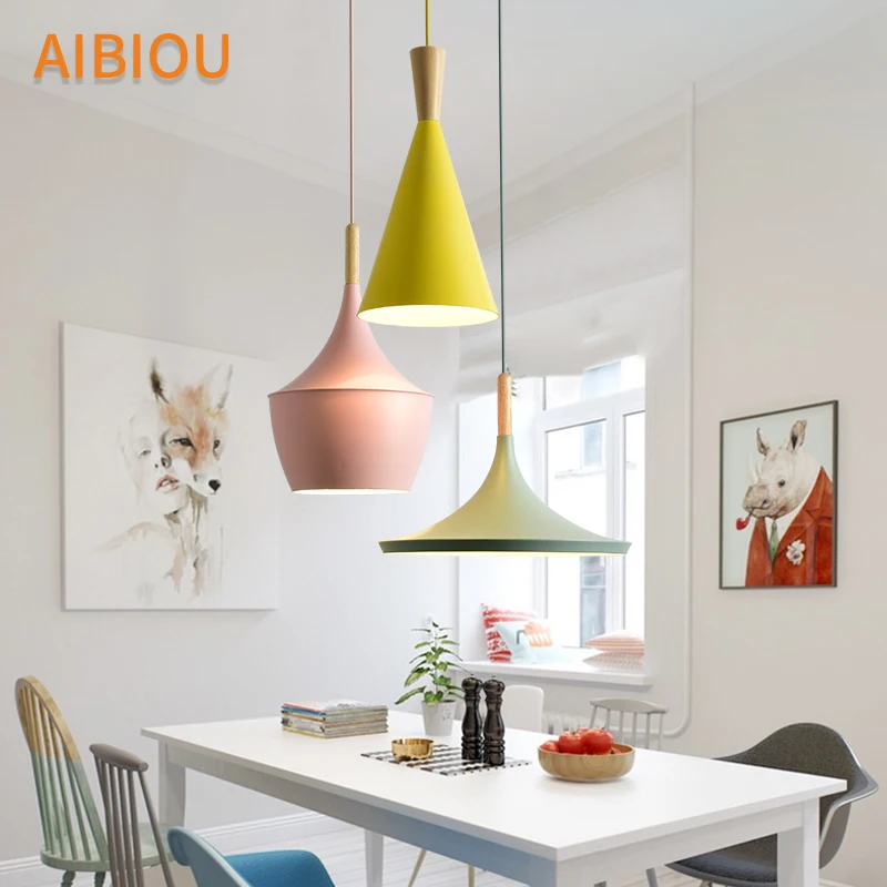 

AIBIOU New Arrival LED Pendant Lights For Dining Colorful Pendant Lamp E27 Bar Light Kitchen Hanging Lighting Fixtures