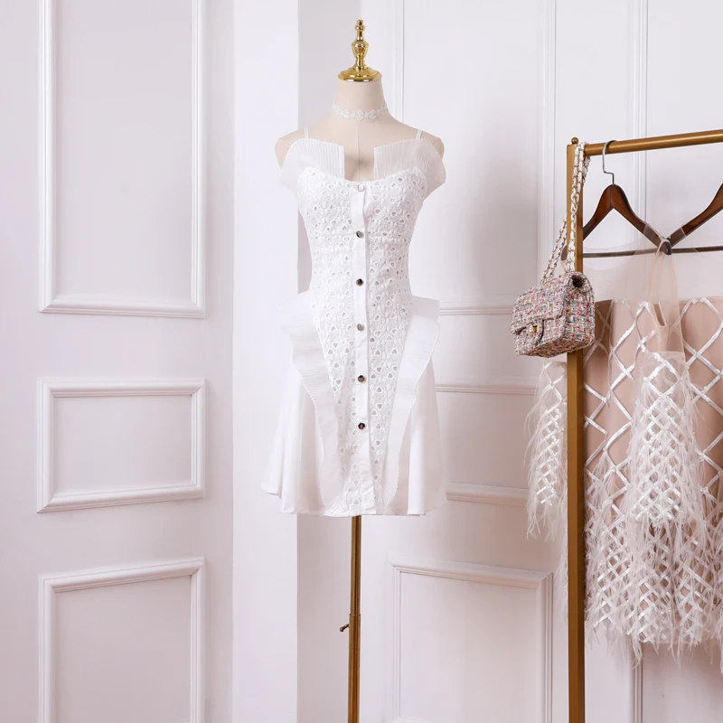 

New 2019 French Retro Yamamoto s First Love Super Fairy Sweet White Dress Summer Fairy Suspended Elf