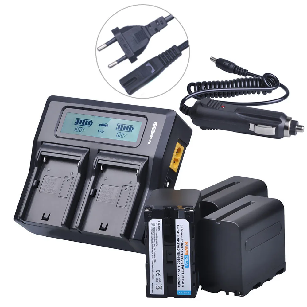 

3Pcs 7200mAh NP-F960 NPF970 NPF960 NP-F970 Battery + LCD Rapid Dual Charger for Sony F930 F950 F770 F570 F975 F970 F960 HVR-V1J