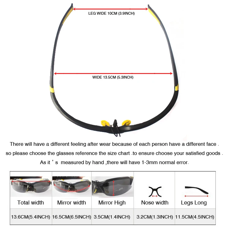 WOSAWE Professional Polarized Cycling Sunglasses Driving Fishing Glasses Outdoor Sports Racing Goggle Sun Glasses Eyewear