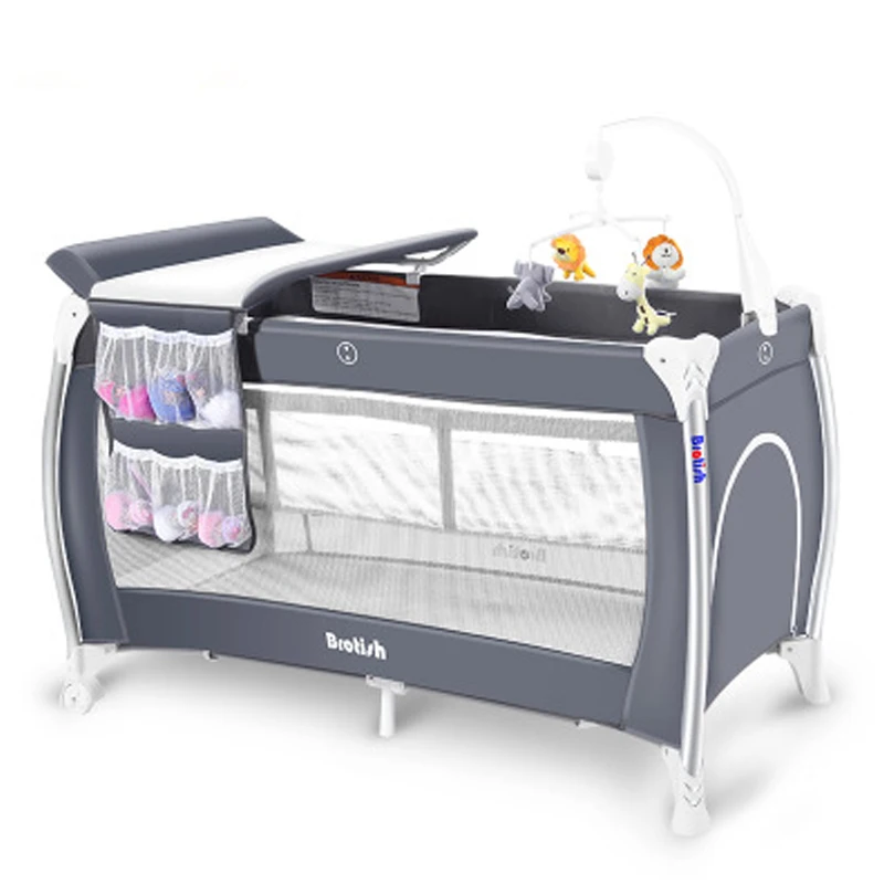 

Folding baby crib multi-function baby bed portable baby shaker have music Young children cot two layers game crib