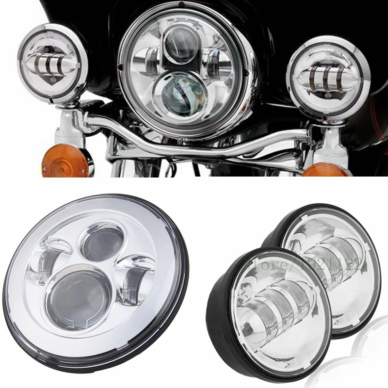 Фара светодиодная для Harley Motor Круглый налобный фонарь с ближним и дальним светом 7