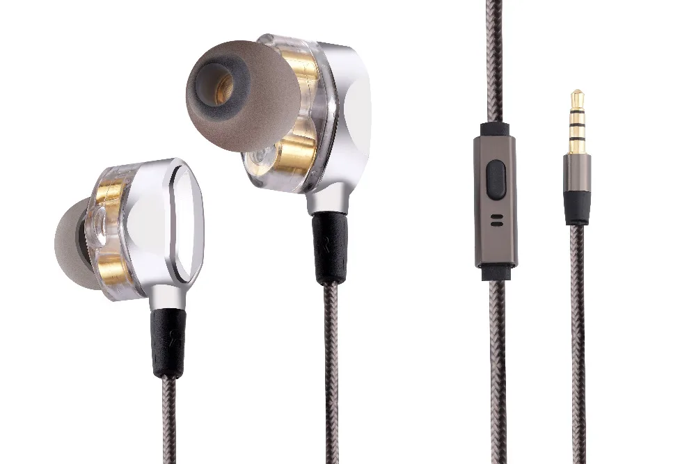 Smartphone Earphones Dual Dynamic Drivers Two Speakers HiFi Sound