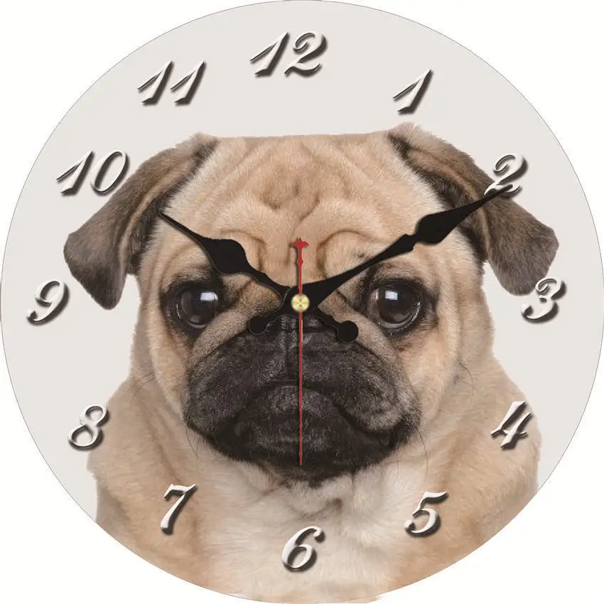 WONZOM абстрактный слон современный стиль деревянные картонные часы, круглые Настенные часы для домашнего декора гостиной не тикающий звук - Цвет: Dog Wall Clock 21